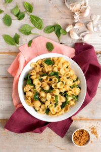 Spinach and Garlic Orecchiette Gratinee Recipe